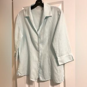 Covington 100% Linen women's blouse 3/4 sleeve Mint Green.  size - S (6-8)